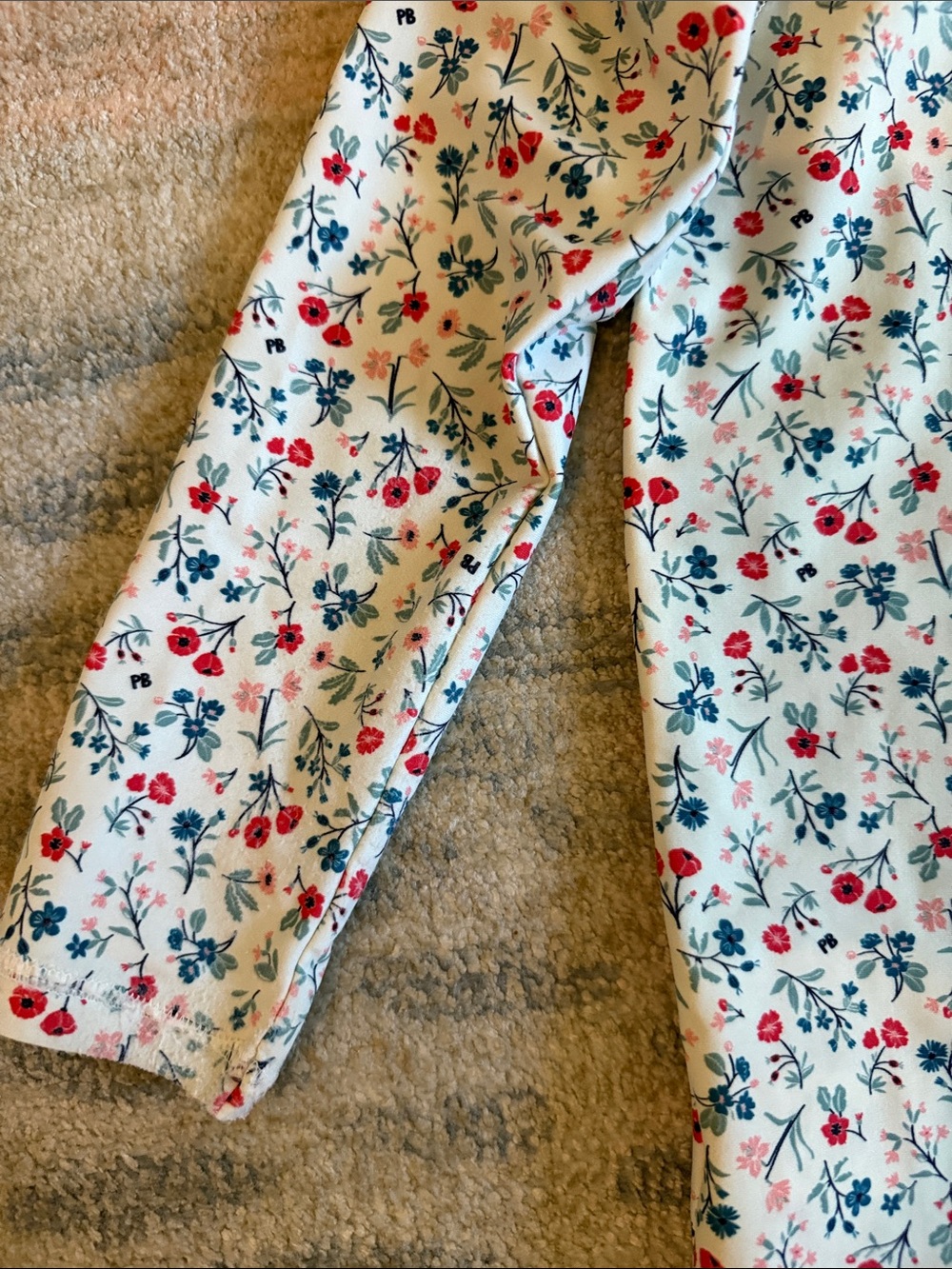 Petit Bateau Girls' Floral Long-Sleeve swim Top - White with Red & Blue Flowers - Picture 6 of 6